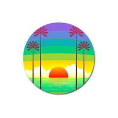 Seaside Sunrise Colorful Ocean Sea Magnet 3  (round) by Simbadda