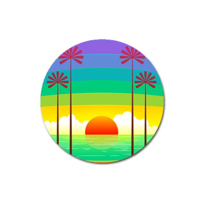 Seaside Sunrise Colorful Ocean Sea Magnet 3  (Round)