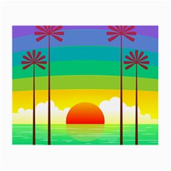 Seaside Sunrise Colorful Ocean Sea Small Glasses Cloth by Simbadda