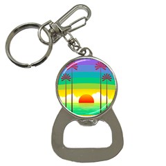 Seaside Sunrise Colorful Ocean Sea Bottle Opener Key Chain by Simbadda