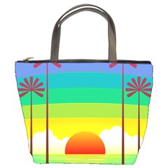 Seaside Sunrise Colorful Ocean Sea Bucket Bag by Simbadda