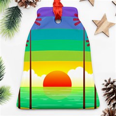 Seaside Sunrise Colorful Ocean Sea Ornament (bell) by Simbadda