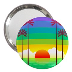 Seaside Sunrise Colorful Ocean Sea 3  Handbag Mirrors by Simbadda