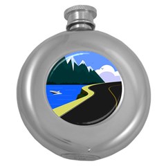 Air Pollution Retro Vintage Round Hip Flask (5 Oz) by Simbadda