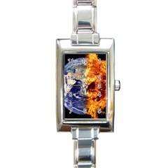 Earth World Globe Universe Space Rectangle Italian Charm Watch