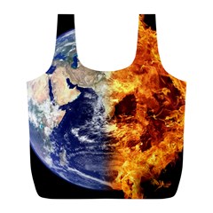 Earth World Globe Universe Space Full Print Recycle Bag (L)