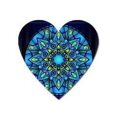 Mandala Blue Abstract Circle Heart Magnet by Simbadda