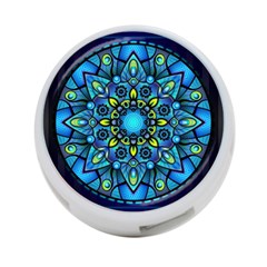 Mandala Blue Abstract Circle 4-port Usb Hub (two Sides) by Simbadda