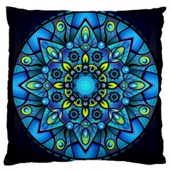 Mandala Blue Abstract Circle Large Cushion Case (one Side) by Simbadda