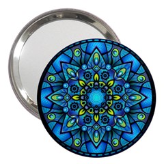 Mandala Blue Abstract Circle 3  Handbag Mirrors by Simbadda