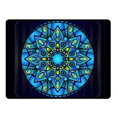 Mandala Blue Abstract Circle Double Sided Fleece Blanket (small)  by Simbadda