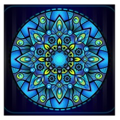 Mandala Blue Abstract Circle Large Satin Scarf (square) by Simbadda