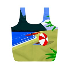 Beach Summer Sea Ocean Water Sand Full Print Recycle Bag (m) by Simbadda