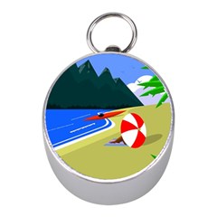 Beach Summer Sea Ocean Water Sand Mini Silver Compasses by Simbadda