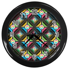 Seamless Pattern Background Abstract Wall Clock (black)