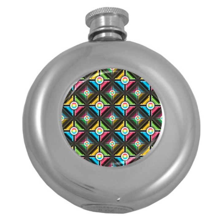 Seamless Pattern Background Abstract Round Hip Flask (5 oz)