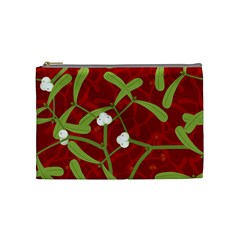 Mistletoe Christmas Texture Advent Cosmetic Bag (medium) by Simbadda