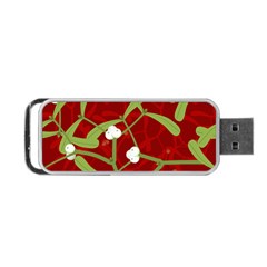 Mistletoe Christmas Texture Advent Portable Usb Flash (one Side) by Simbadda