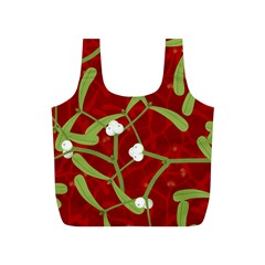 Mistletoe Christmas Texture Advent Full Print Recycle Bag (s) by Simbadda