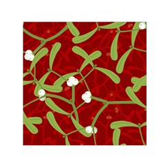 Mistletoe Christmas Texture Advent Small Satin Scarf (square) by Simbadda