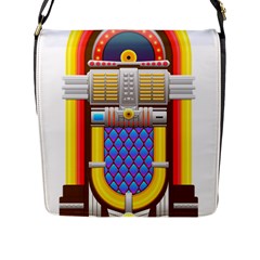 Jukebox Music Record Player Retro Flap Closure Messenger Bag (l) by Simbadda