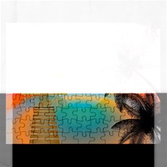 Sunset Beach Beach Palm Ocean Rectangular Jigsaw Puzzl by Simbadda