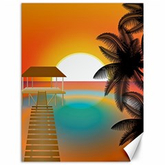 Sunset Beach Beach Palm Ocean Canvas 12  X 16  by Simbadda