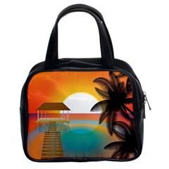 Sunset Beach Beach Palm Ocean Classic Handbag (two Sides) by Simbadda