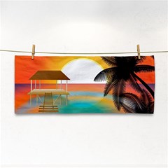 Sunset Beach Beach Palm Ocean Hand Towel by Simbadda