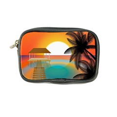 Sunset Beach Beach Palm Ocean Coin Purse by Simbadda