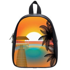 Sunset Beach Beach Palm Ocean School Bag (small)