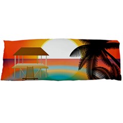 Sunset Beach Beach Palm Ocean Body Pillow Case Dakimakura (two Sides) by Simbadda