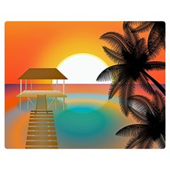 Sunset Beach Beach Palm Ocean Double Sided Flano Blanket (medium)  by Simbadda