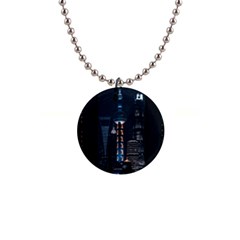 Lighted Tower Beside Building 1  Button Necklace by Simbadda