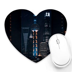 Lighted Tower Beside Building Heart Mousepads by Simbadda