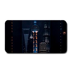 Lighted Tower Beside Building Medium Bar Mats by Simbadda