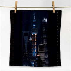 Lighted Tower Beside Building Face Towel by Simbadda