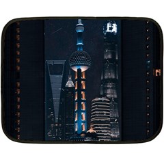 Lighted Tower Beside Building Fleece Blanket (mini) by Simbadda