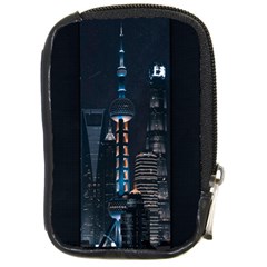 Lighted Tower Beside Building Compact Camera Leather Case by Simbadda