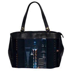 Lighted Tower Beside Building Oversize Office Handbag (2 Sides) by Simbadda