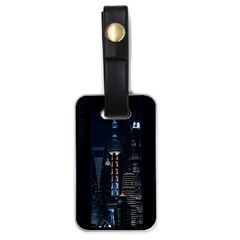 Lighted Tower Beside Building Luggage Tag (one Side) by Simbadda