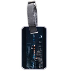 Lighted Tower Beside Building Luggage Tag (two Sides) by Simbadda