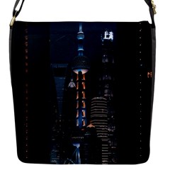 Lighted Tower Beside Building Flap Closure Messenger Bag (s) by Simbadda