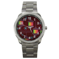 Non Seamless Pattern Background Sport Metal Watch by Simbadda