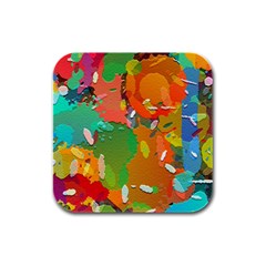 Background Colorful Abstract Rubber Square Coaster (4 Pack)  by Simbadda