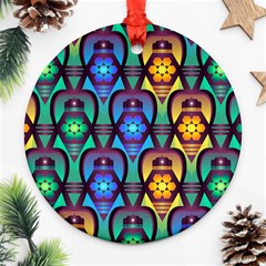 Pattern Background Bright Blue Ornament (round) by Simbadda