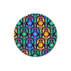 Pattern Background Bright Blue Magnet 3  (round) by Simbadda