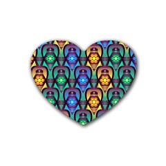 Pattern Background Bright Blue Rubber Coaster (heart) 