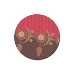 Background Tribal Ethnic Red Brown Rubber Coaster (round)  by Simbadda