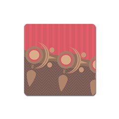 Background Tribal Ethnic Red Brown Square Magnet by Simbadda